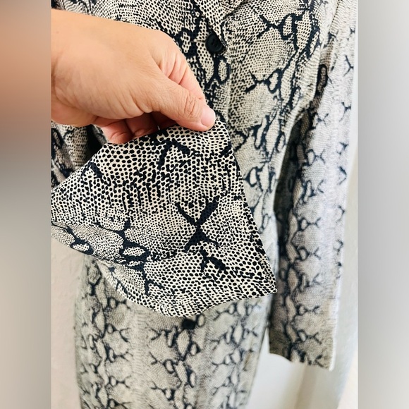 Reflections Women’s Silk Snake Print Collared Button Up Midi Shift Dress 10 - Picture 11 of 16